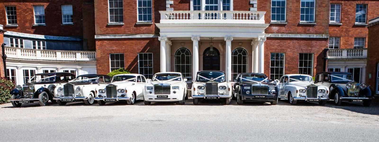 Classic and vintage wedding car lineup